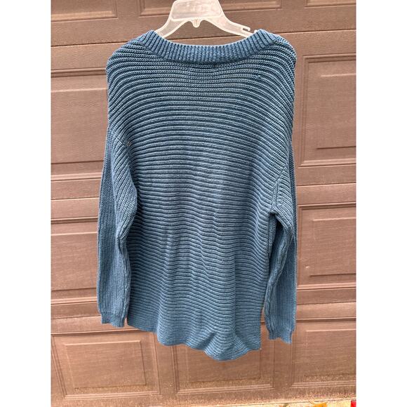 Ruff Hewn Women's Heavy Aqua Long Sleeve Pull-Over Sweater Size L - Picture 2 of 4